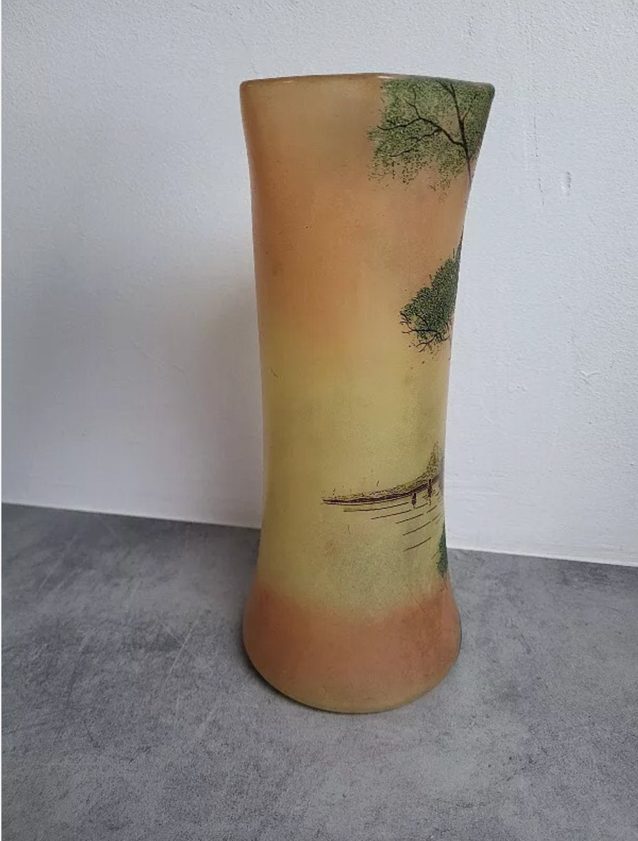 Jolie Paire de Vases en Verre Peint - Type Legras - Ethic Atelier