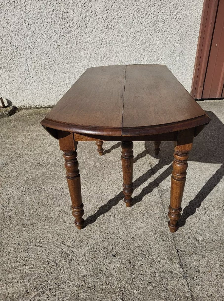 Jolie Table à 6 Pieds Louis Philippe - Années 1980 - Bois Exotique - Ethic Atelier