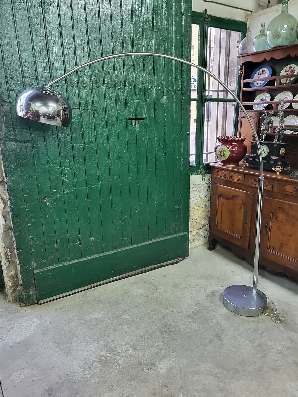 Lampadaire arc en chrome chiné - Ethic Atelier
