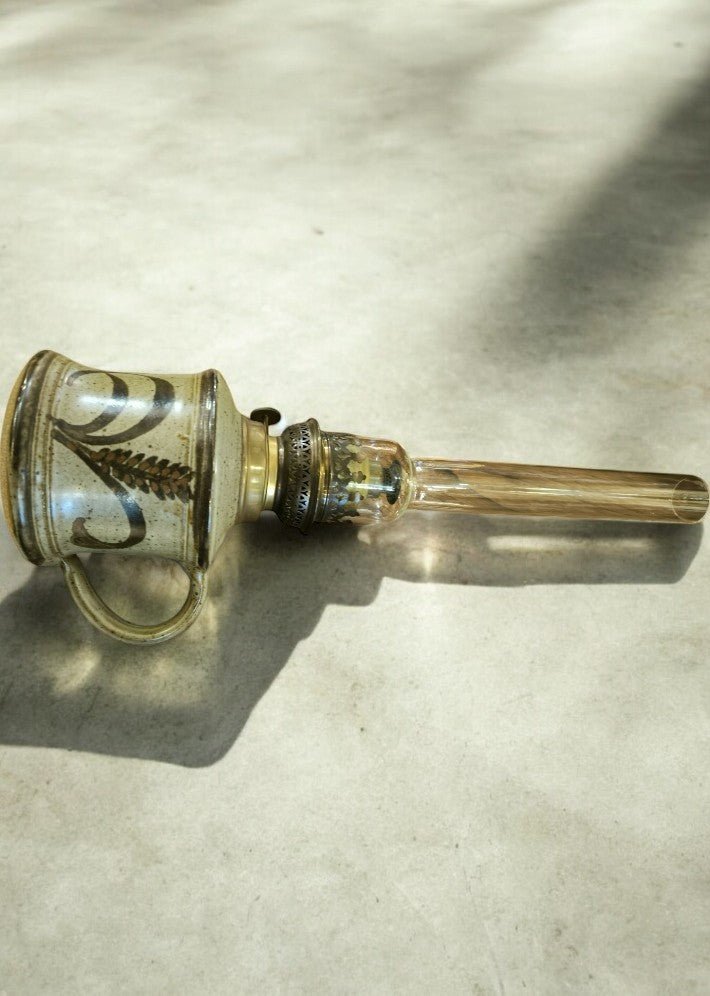 Lampe à pétrole céramique signé S N 1960 - Ethic Atelier