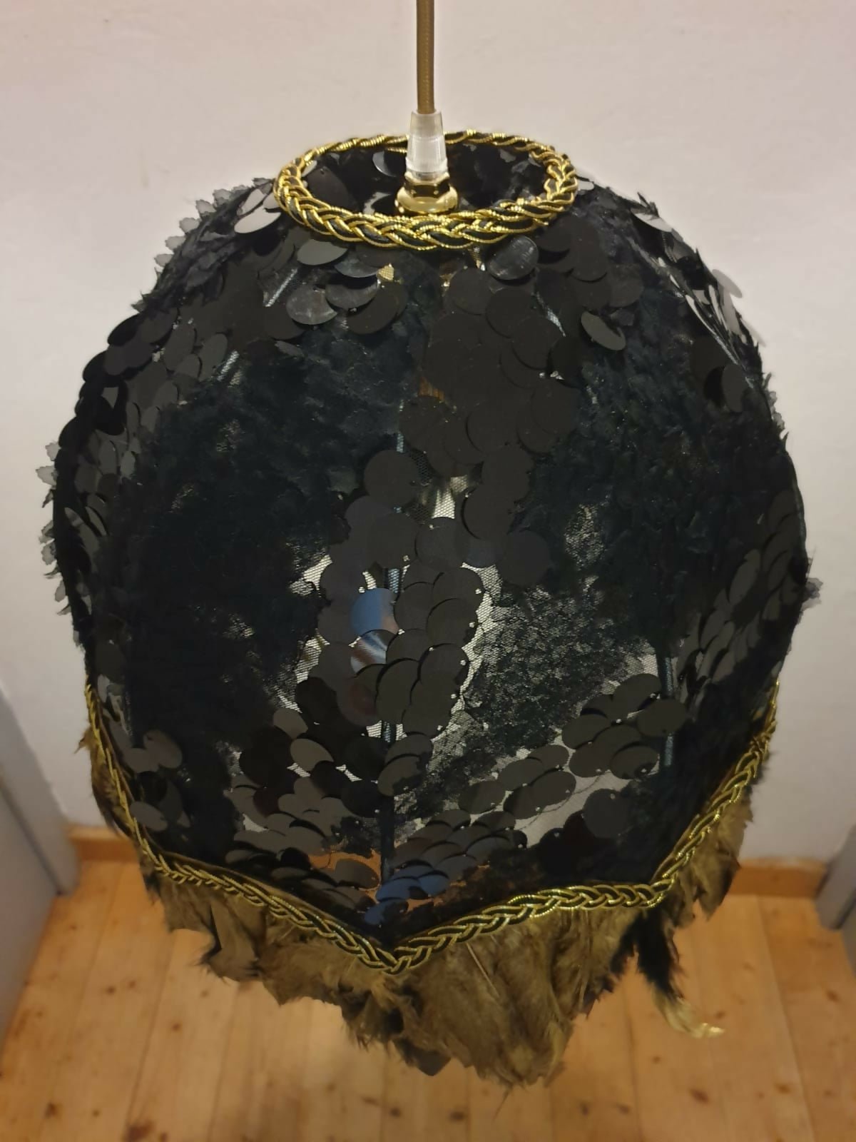 Lampe Baladeuse grand dôme fermé : " Big Black Sequins " - Pièce Unique - Ethic Atelier