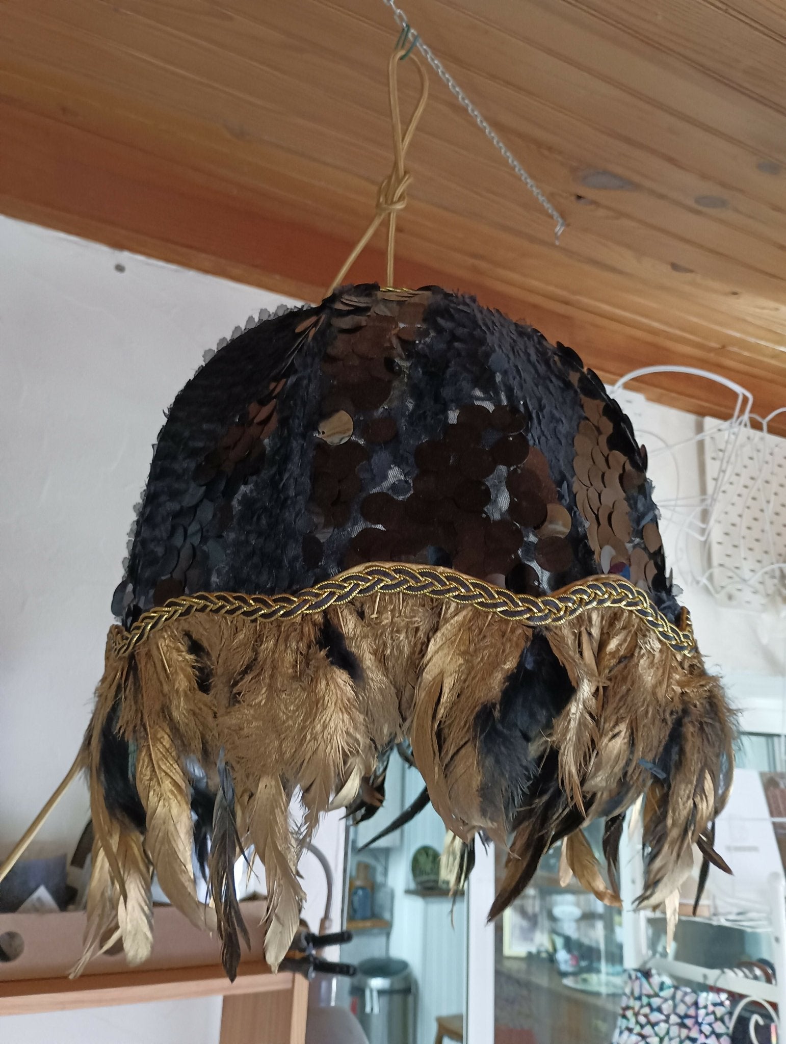 Lampe Baladeuse grand dôme fermé : " Big Black Sequins " - Pièce Unique - Ethic Atelier