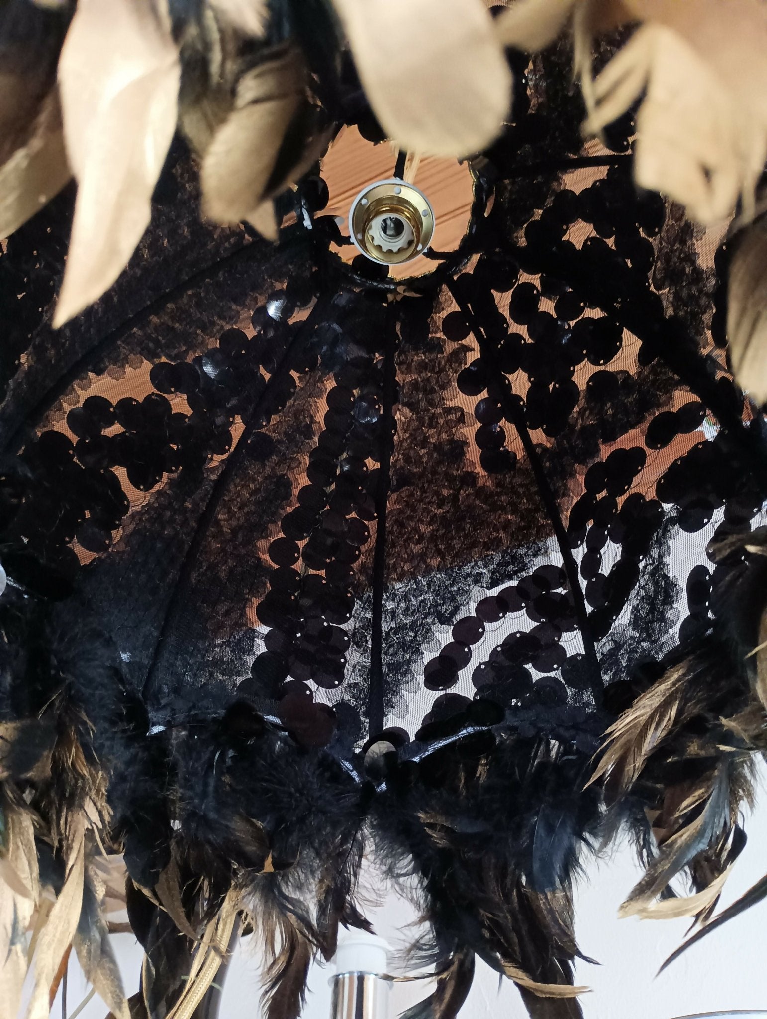 Lampe Baladeuse grand dôme fermé : " Big Black Sequins " - Pièce Unique - Ethic Atelier