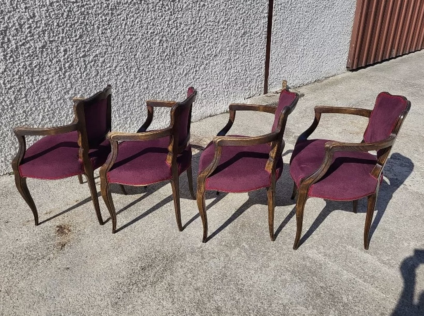 Lot de 4 Fauteuils Bridge 1950 - Tissu Mauve - Ethic Atelier