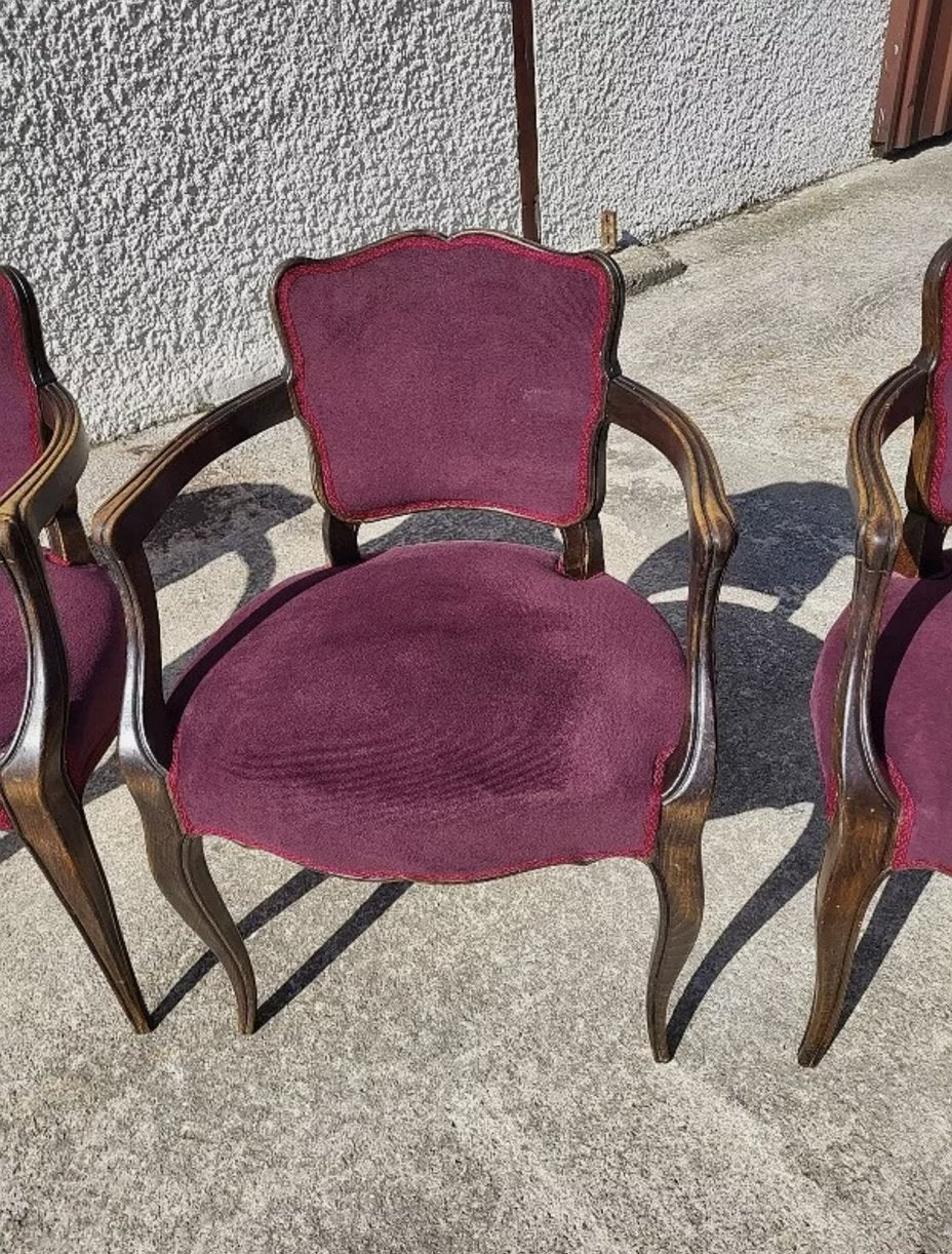 Lot de 4 Fauteuils Bridge 1950 - Tissu Mauve - Ethic Atelier