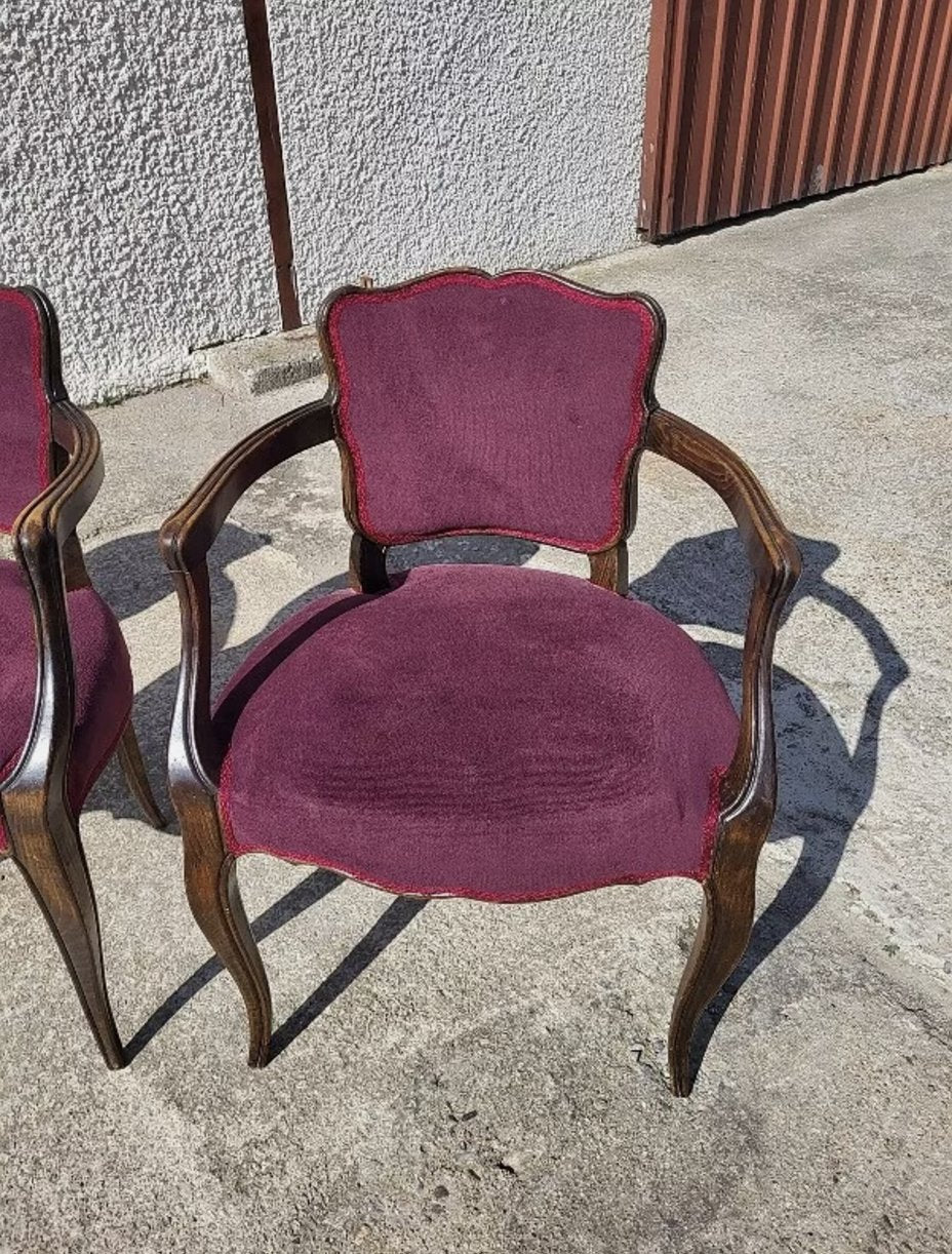 Lot de 4 Fauteuils Bridge 1950 - Tissu Mauve - Ethic Atelier