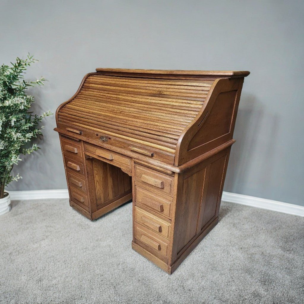 Magnifique Bureau Américain à Gradins Coulissants à Rideaux - Importé The Boston KS - Ethic Atelier