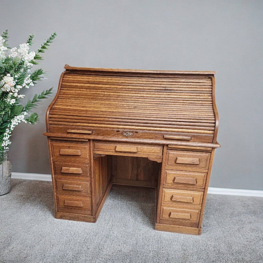 Magnifique Bureau Américain à Gradins Coulissants à Rideaux - Importé The Boston KS - Ethic Atelier