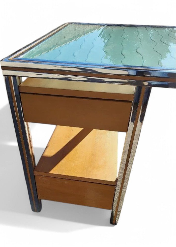 Magnifique Bureau Vintage en Verre et Chrome - Ethic Atelier