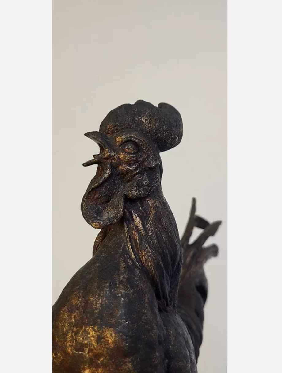 Magnifique Coq en Bronze sur Socle en Bois – Signé Paul Comolera - Ethic Atelier