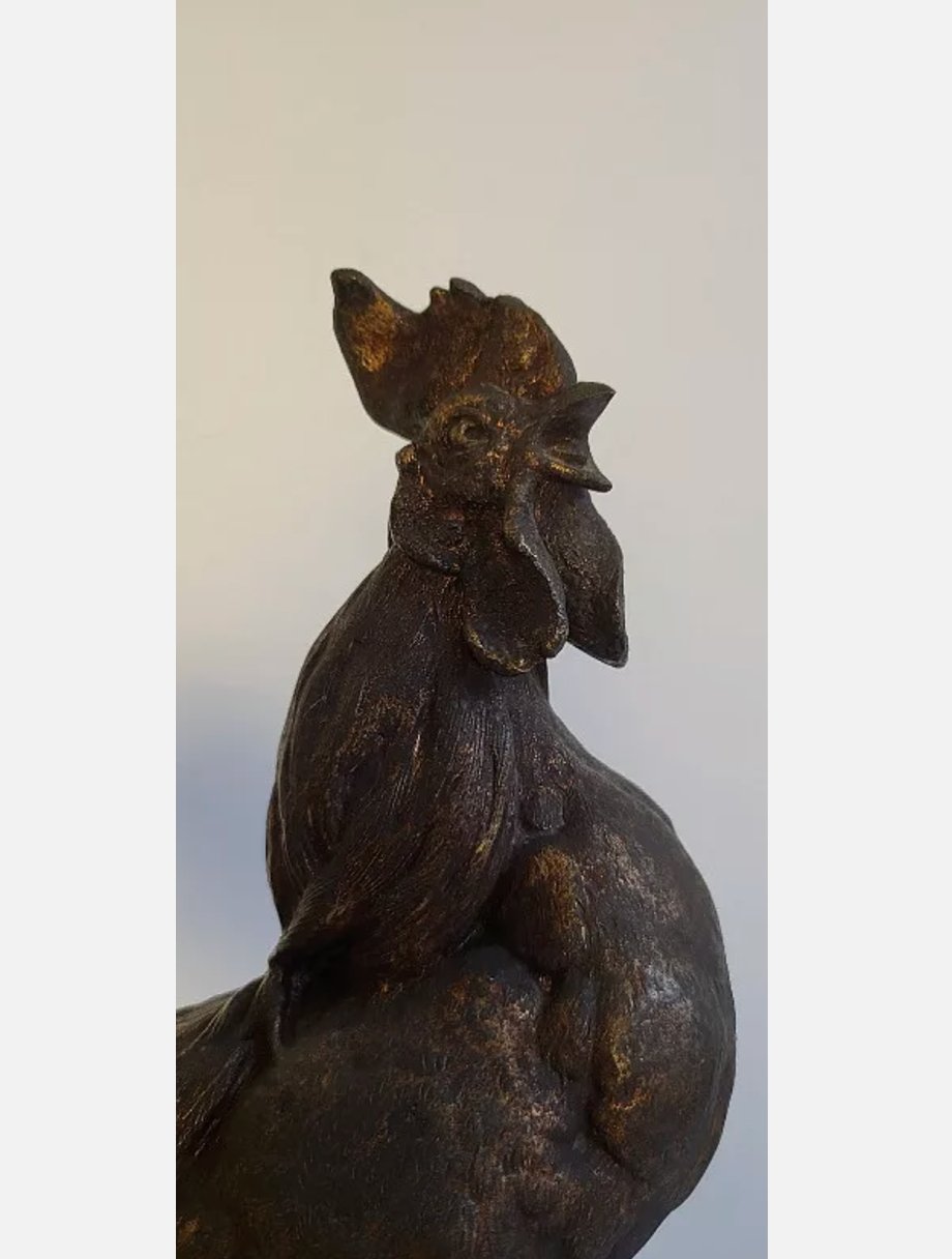 Magnifique Coq en Bronze sur Socle en Bois – Signé Paul Comolera - Ethic Atelier