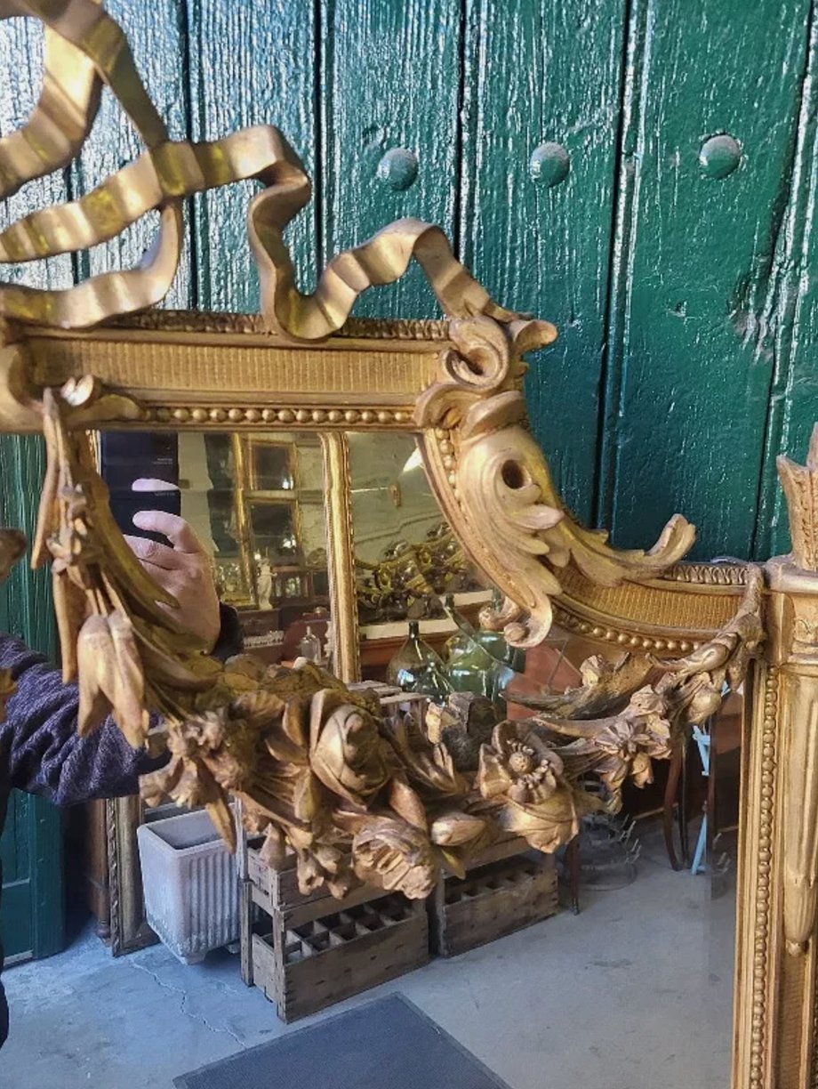 Magnifique et Grand Miroir Doré - Style Louis XVI - XIXème Siècle - Ethic Atelier