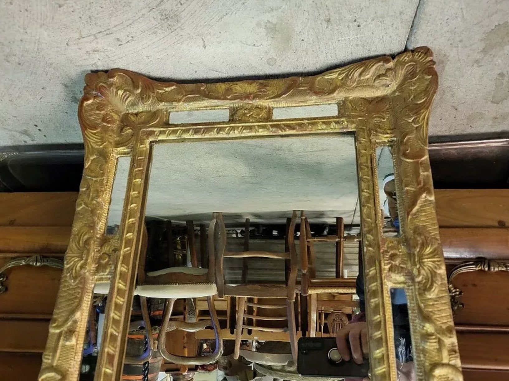 Magnifique Miroir en Bois Doré à Parcloses du XIXe Siècle N35 - Ethic Atelier