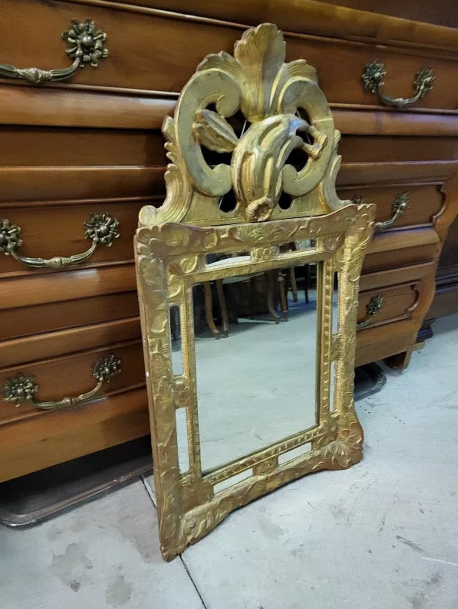 Magnifique Miroir en Bois Doré à Parcloses du XIXe Siècle N35 - Ethic Atelier