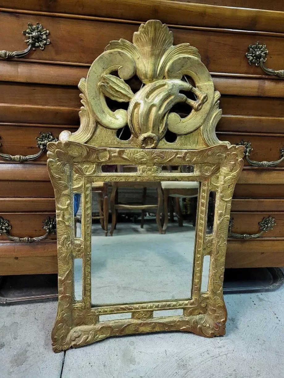 Magnifique Miroir en Bois Doré à Parcloses du XIXe Siècle N35 - Ethic Atelier