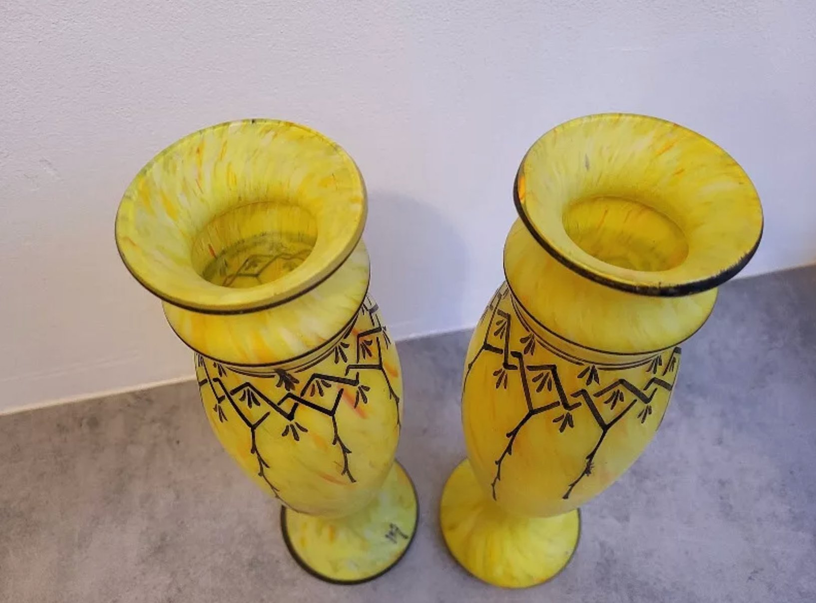 Magnifique Paire de Vases Jaunes Art Déco – Signée LEG - Ethic Atelier