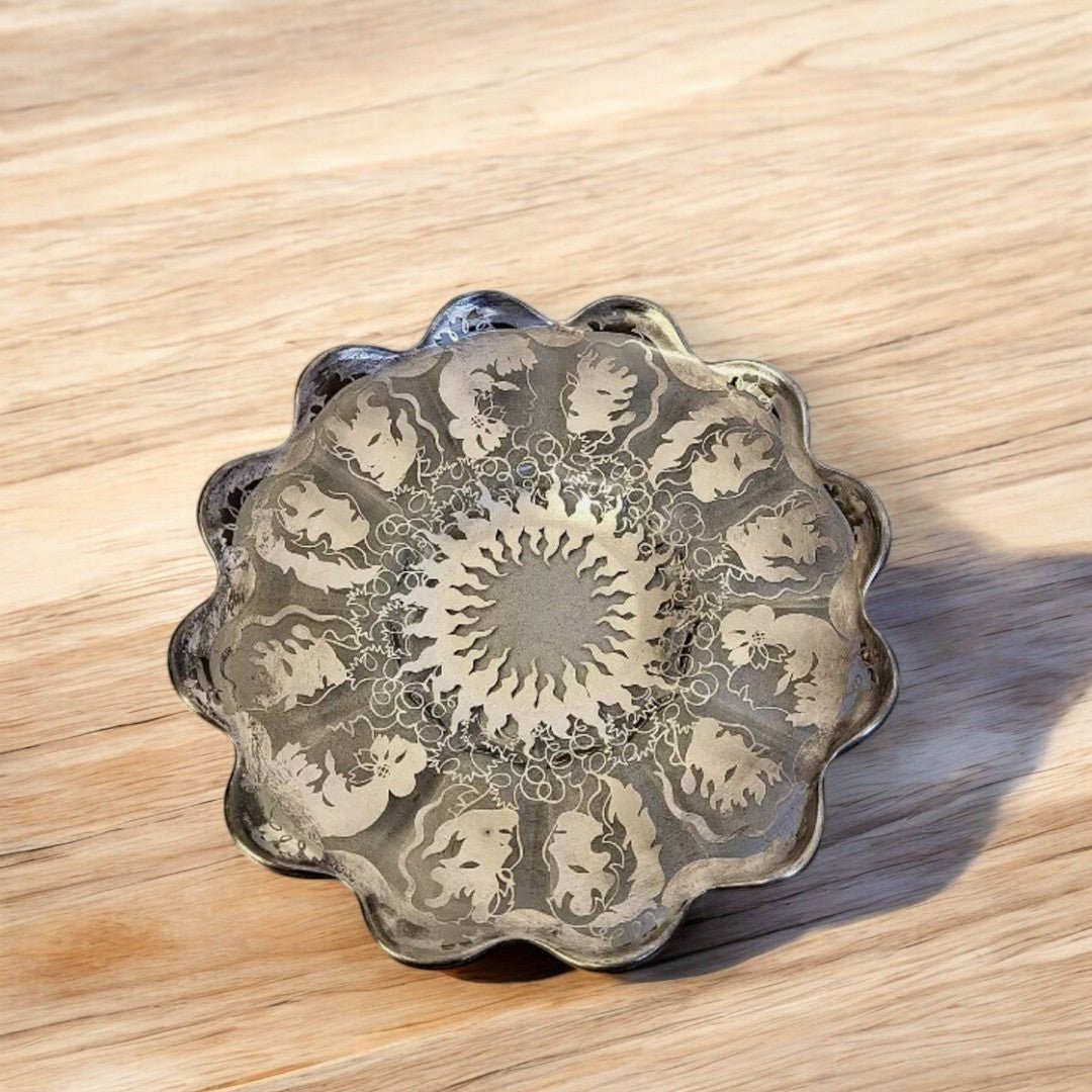 Magnifique Plat ou Coupe en Verre Argenté - Saint Graal - Ethic Atelier