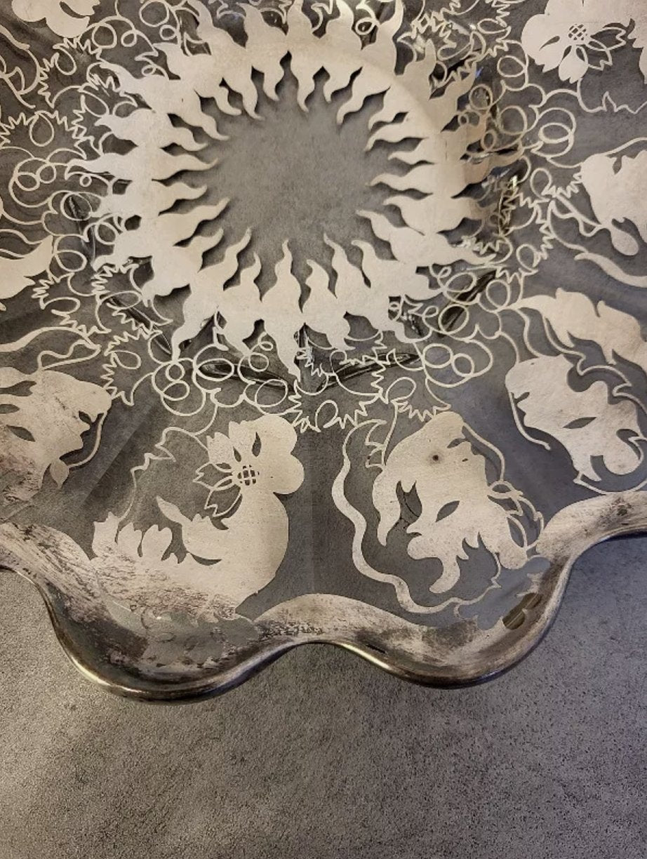 Magnifique Plat ou Coupe en Verre Argenté - Saint Graal - Ethic Atelier