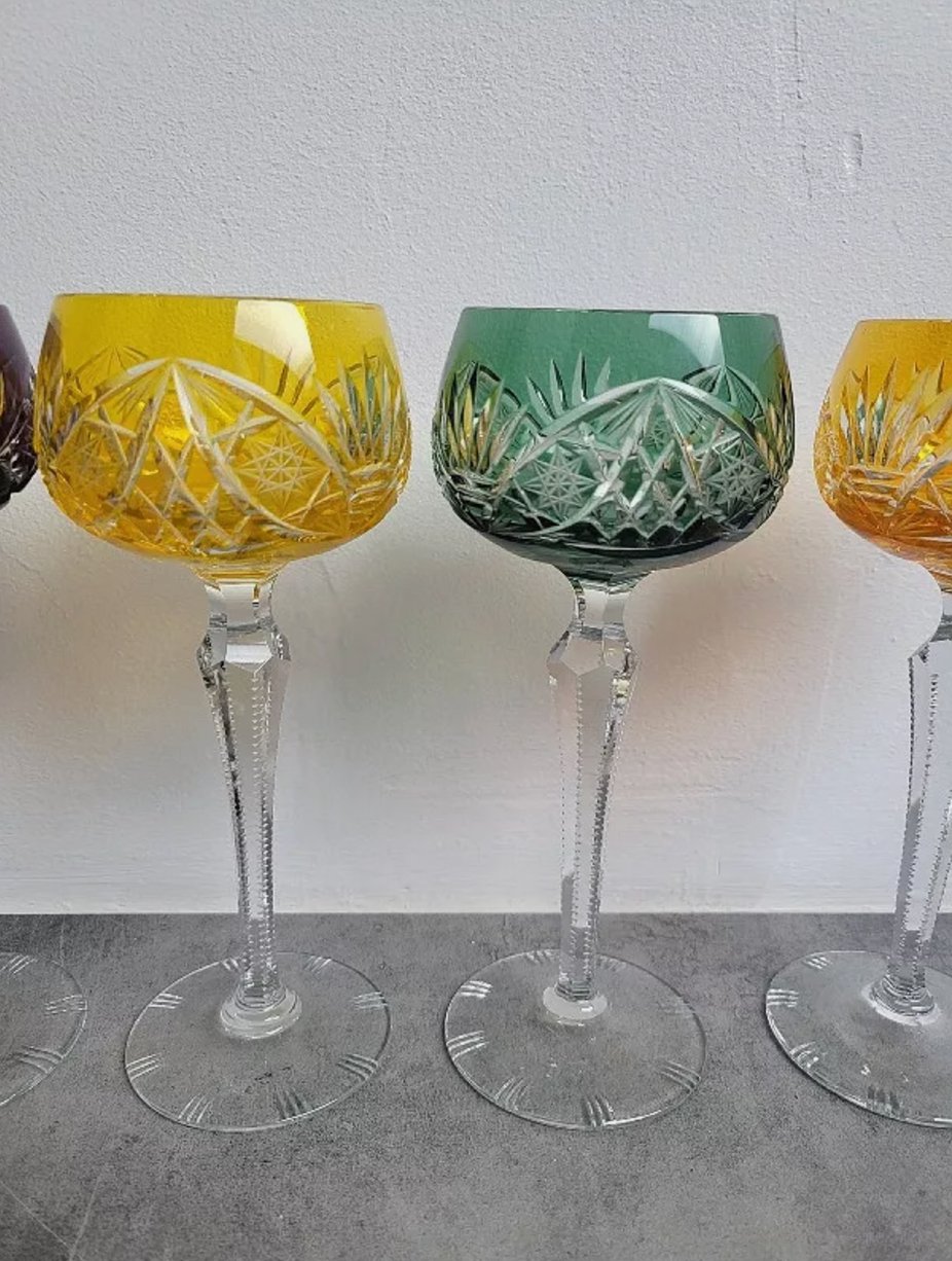 Magnifique Série de 5 Verres en Cristal de Couleur - Ethic Atelier