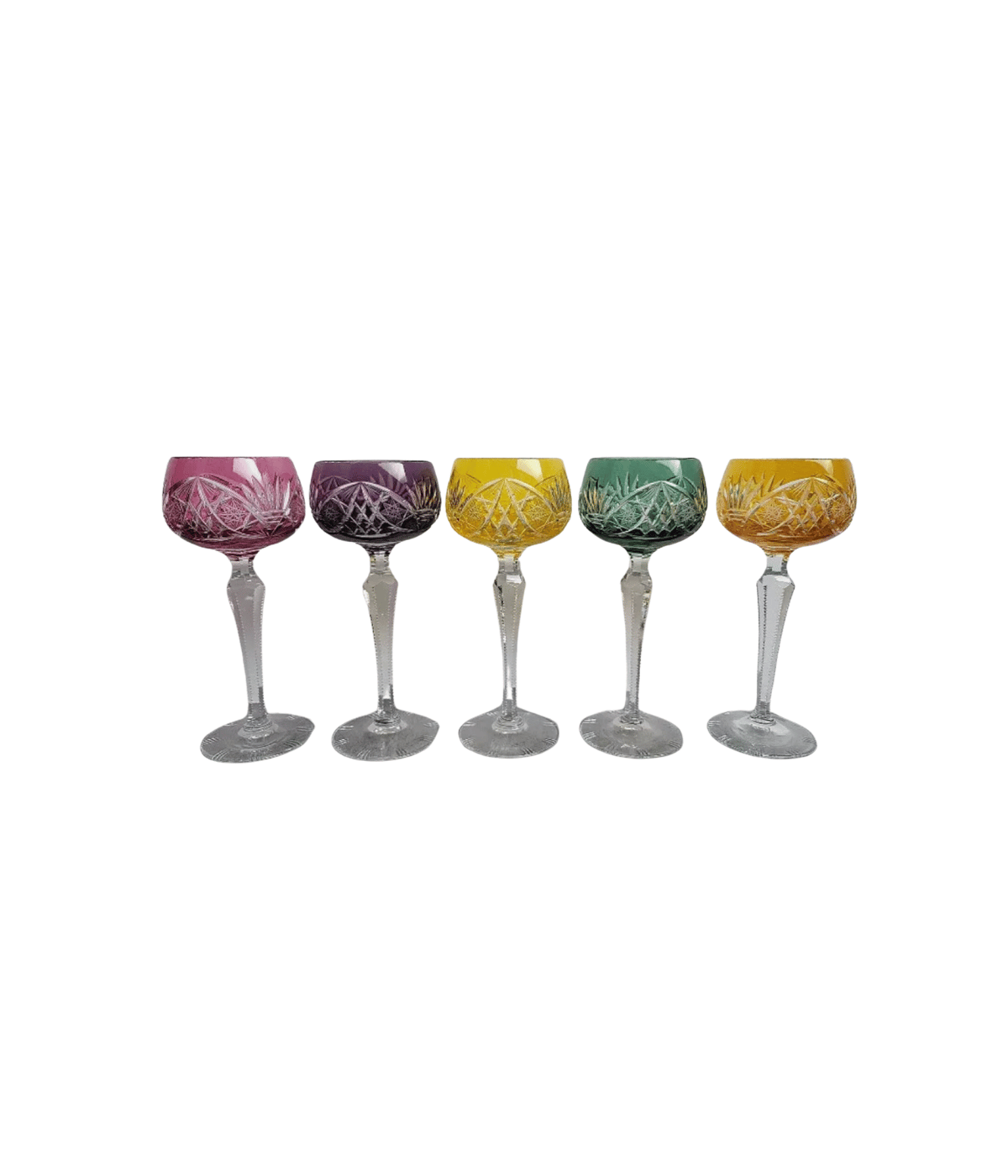 Magnifique Série de 5 Verres en Cristal de Couleur - Ethic Atelier