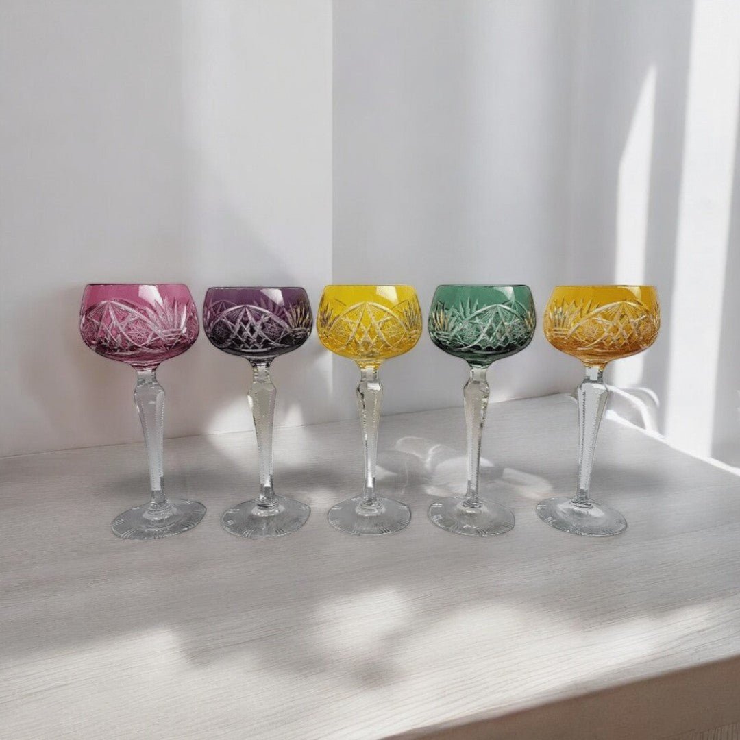 Magnifique Série de 5 Verres en Cristal de Couleur - Ethic Atelier