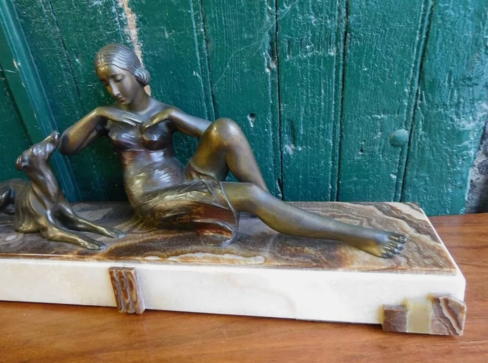 Magnifique Statue en Bronze – Art Déco sur Socle en Marbre - Ethic Atelier