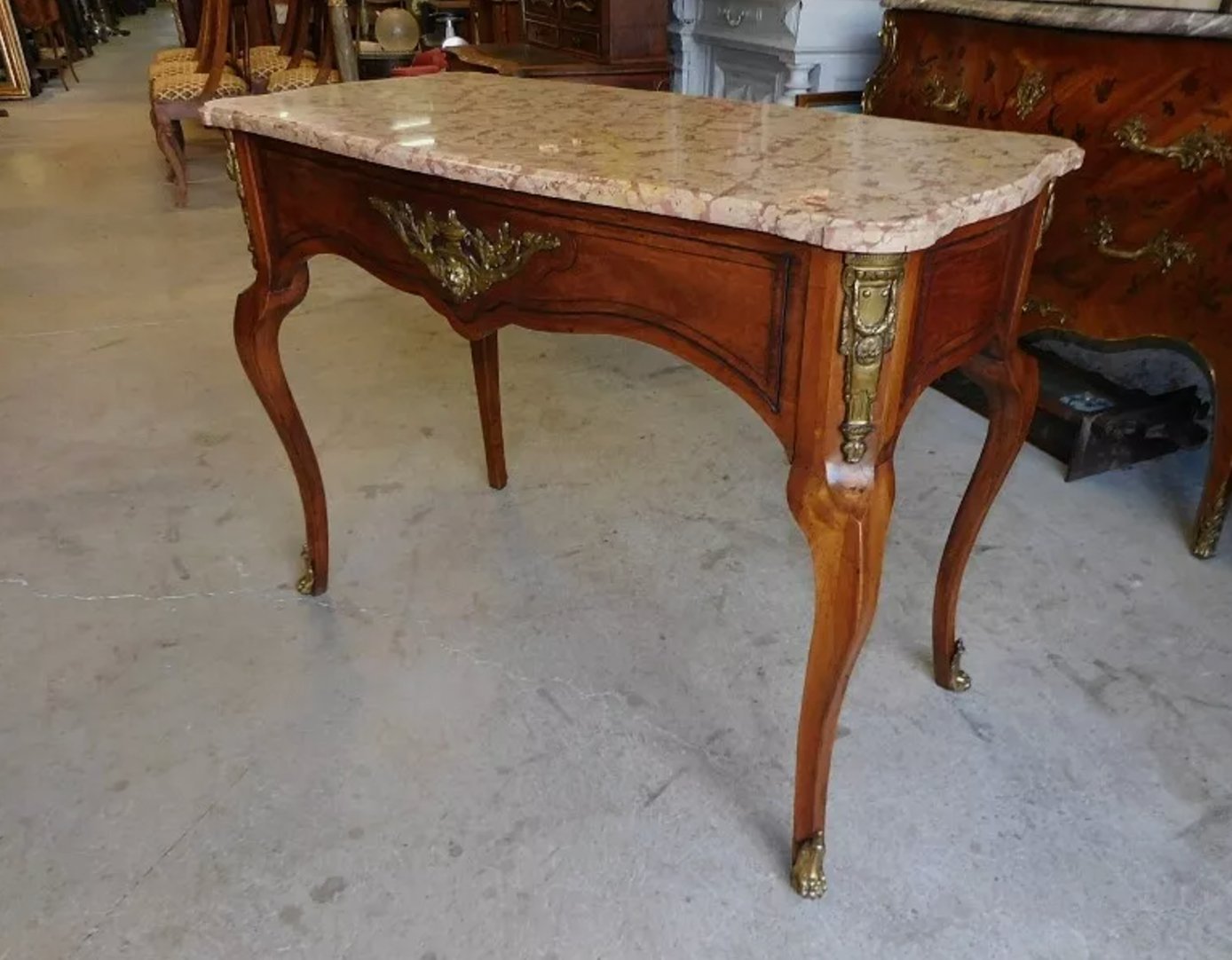 Magnifique Table de Milieu Guéridon Console avec Plateau Marbre - XIXe Siècle - Ethic Atelier