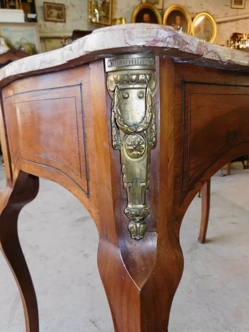 Magnifique Table de Milieu Guéridon Console avec Plateau Marbre - XIXe Siècle - Ethic Atelier