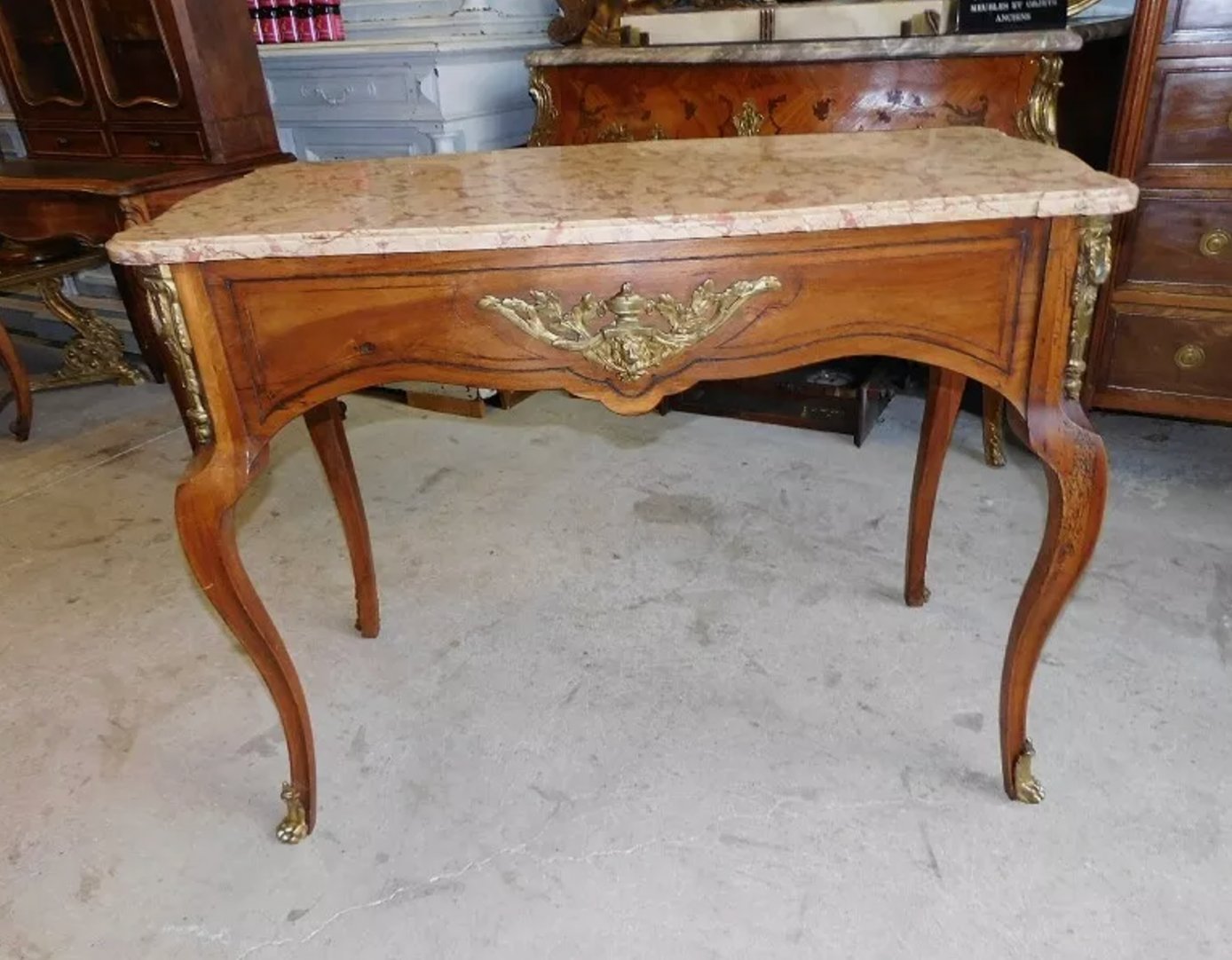 Magnifique Table de Milieu Guéridon Console avec Plateau Marbre - XIXe Siècle - Ethic Atelier