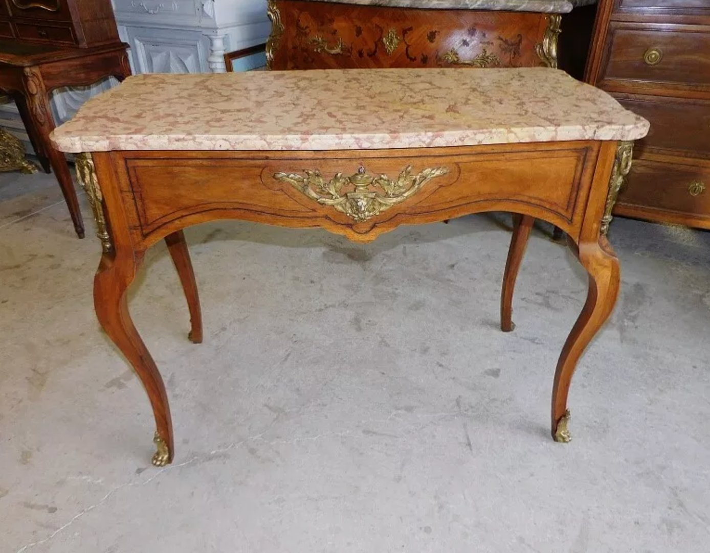 Magnifique Table de Milieu Guéridon Console avec Plateau Marbre - XIXe Siècle - Ethic Atelier