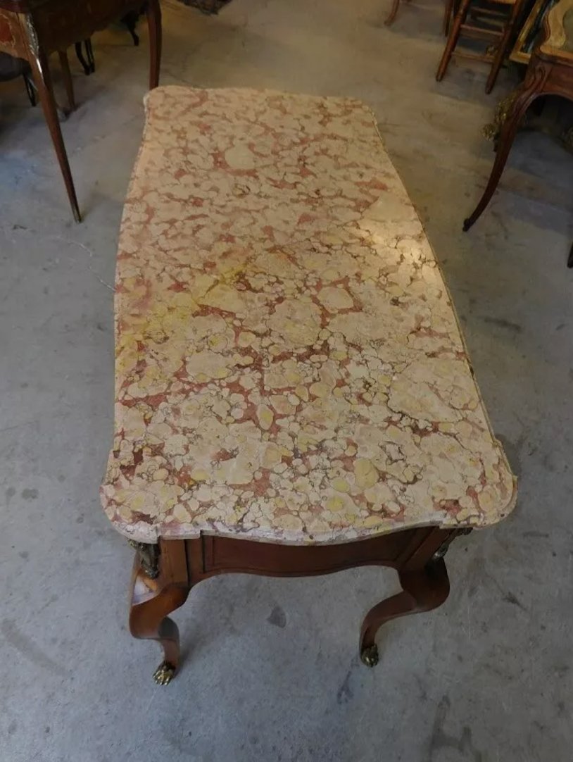 Magnifique Table de Milieu Guéridon Console avec Plateau Marbre - XIXe Siècle - Ethic Atelier