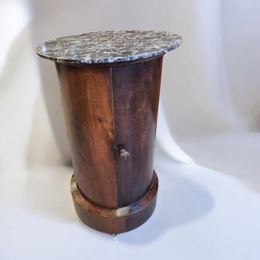 Magnifique Table de Nuit Chevet Empire - XIXe siècle - Acajou et Plateau Marbre Somno - Ethic Atelier
