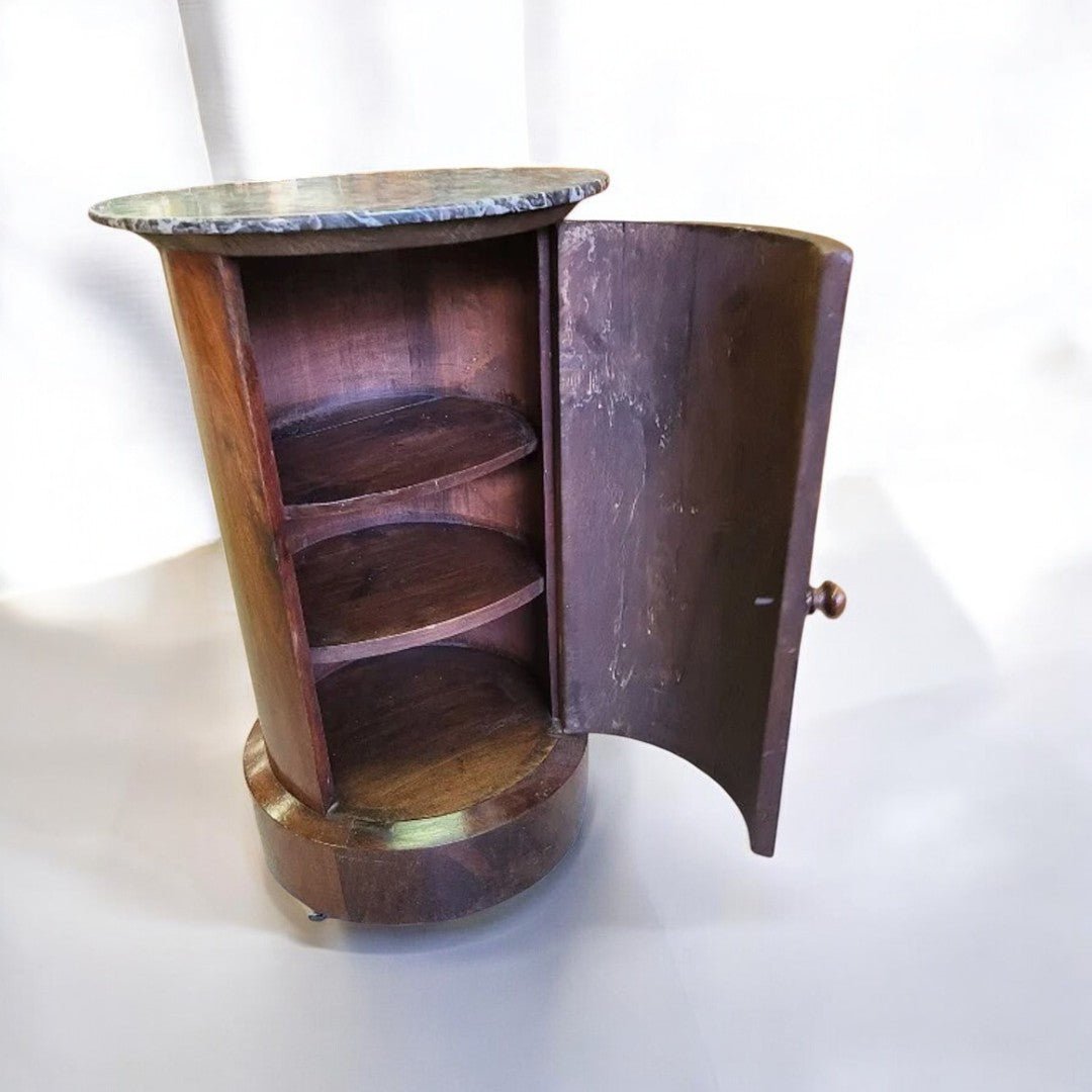 Magnifique Table de Nuit Chevet Empire - XIXe siècle - Acajou et Plateau Marbre Somno - Ethic Atelier