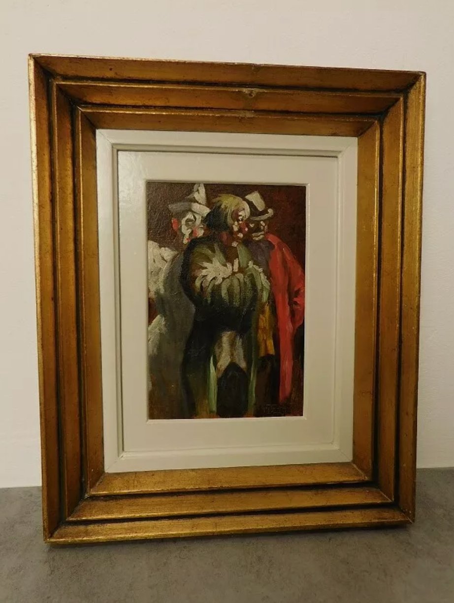 Magnifique Tableau Peinture - "3 Clowns" signé Georges Tournon - 1930 - Ethic Atelier