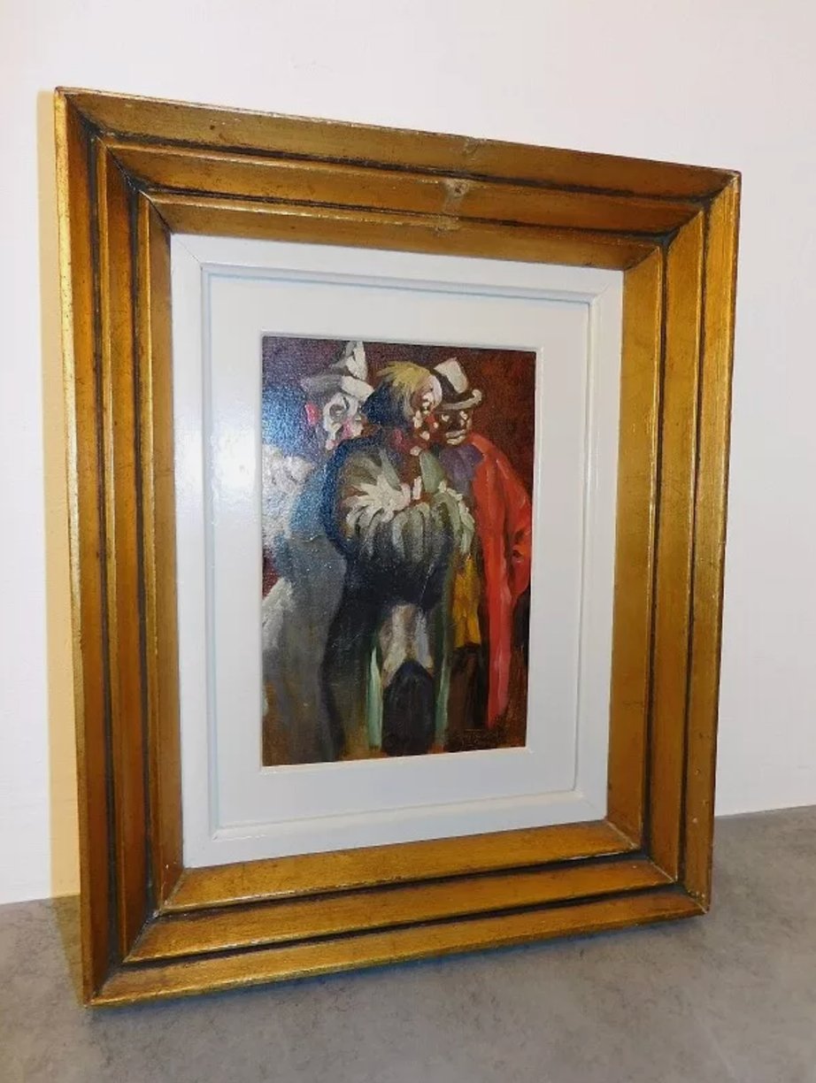 Magnifique Tableau Peinture - "3 Clowns" signé Georges Tournon - 1930 - Ethic Atelier