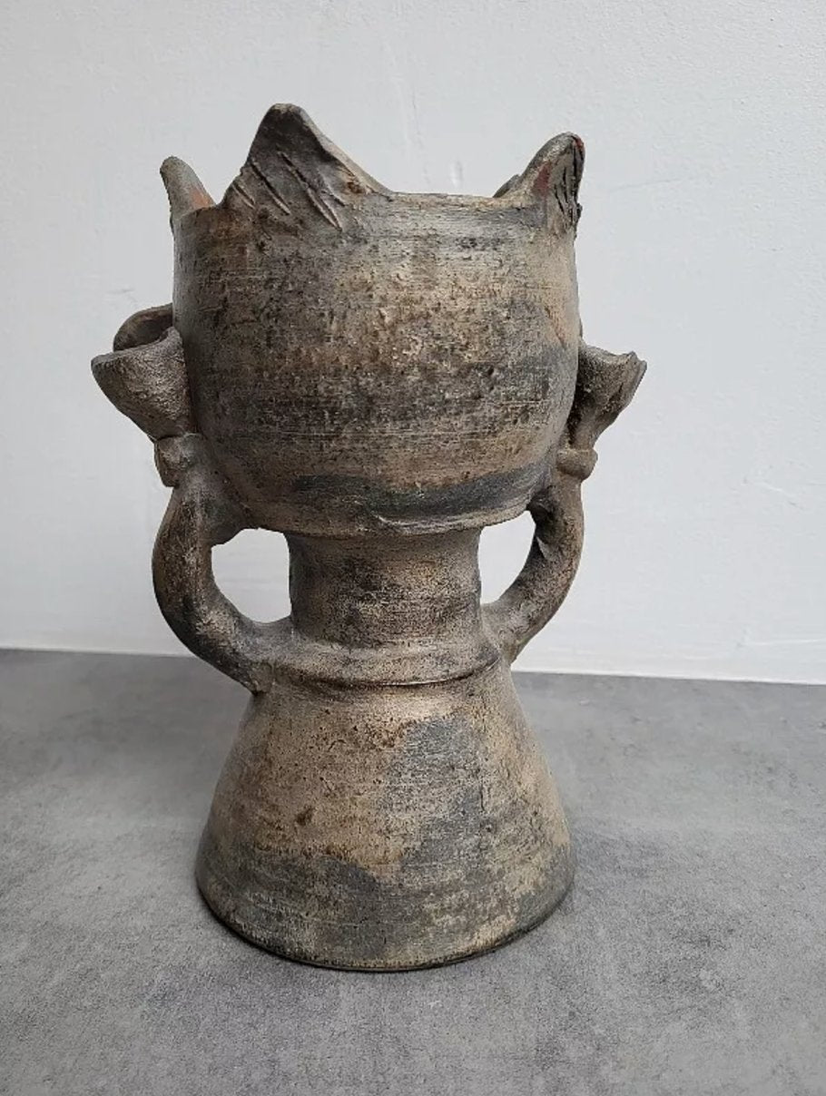 Magnifique Vase Sculpture en Terre Cuite – Années 1950 - Ethic Atelier