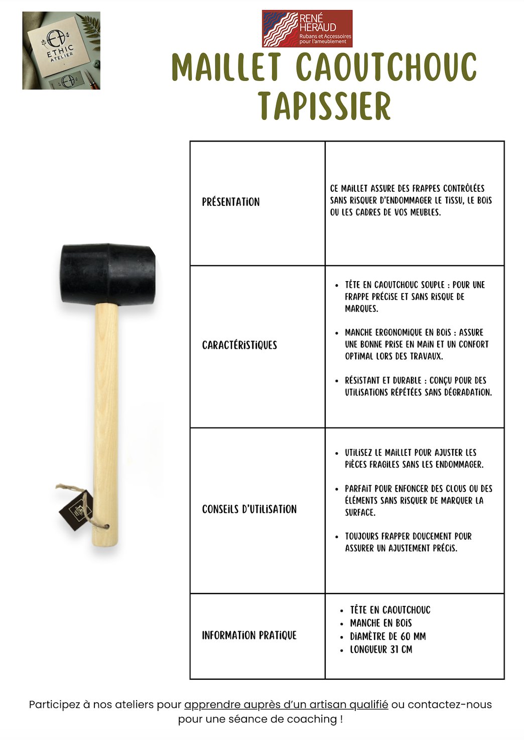 Maillet Caoutchouc Tapissier - Ethic Atelier