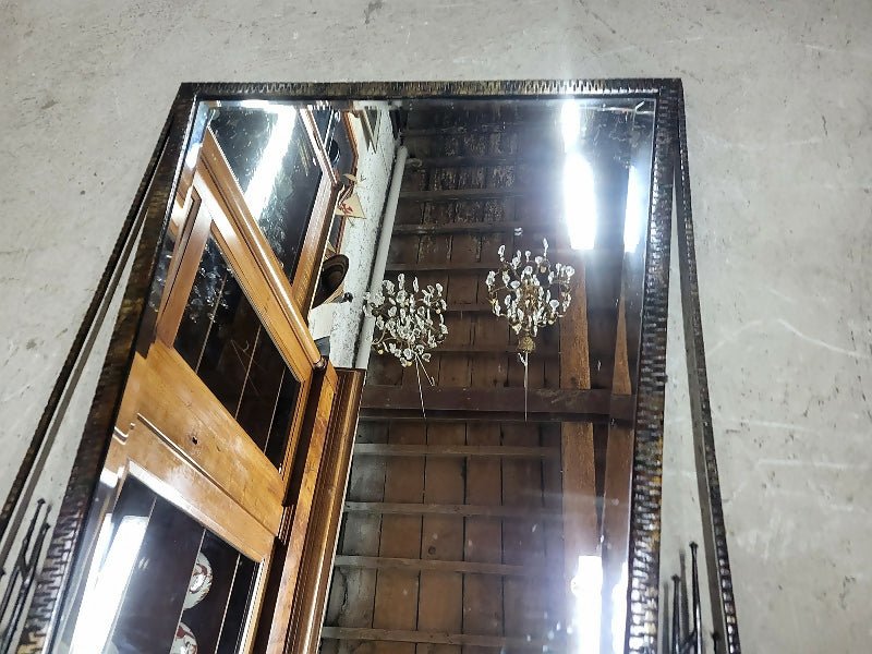 MIROIR ART DECO 1930 EN FER FORGE GLACE BISEAUTEE - Ethic Atelier