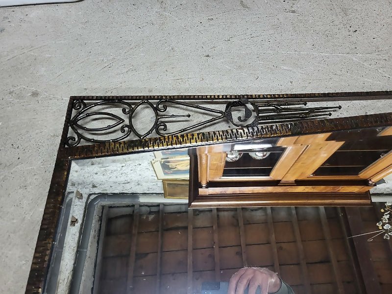 MIROIR ART DECO 1930 EN FER FORGE GLACE BISEAUTEE - Ethic Atelier