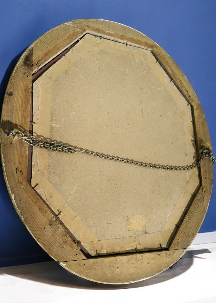Miroir ovale doré à la feuille vers 1850 - Ethic Atelier