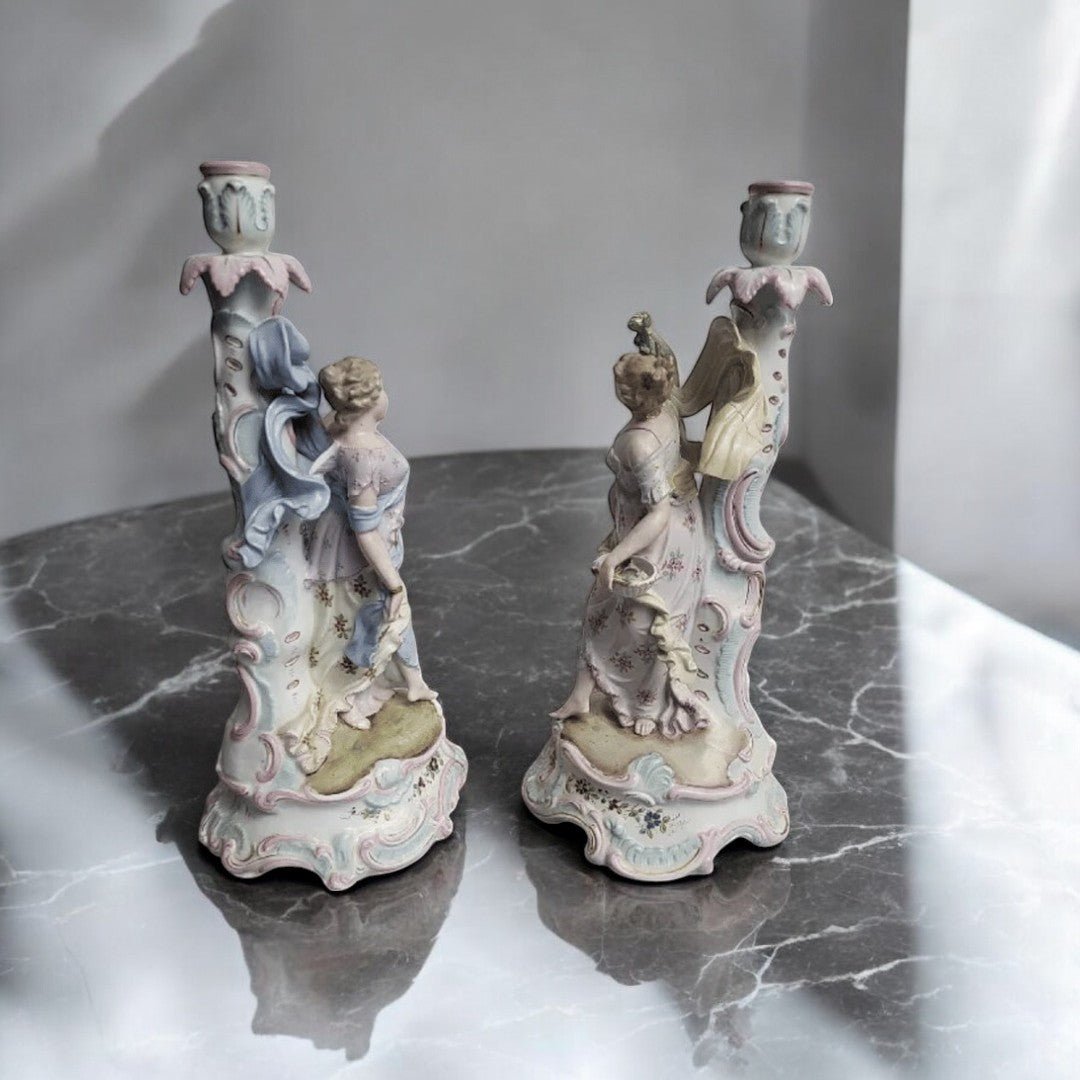 Paire de Bougeoirs en Porcelaine Allemande du XIXème Siècle - Ethic Atelier