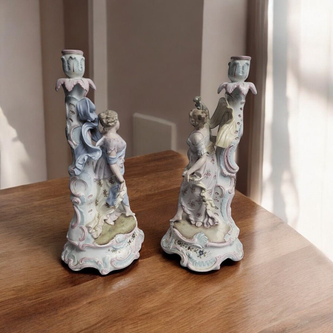 Paire de Bougeoirs en Porcelaine Allemande du XIXème Siècle - Ethic Atelier