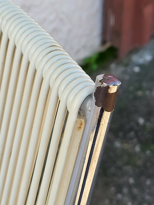 Paire de chaises scoubidou blanches et chromées 1960 - Ethic Atelier