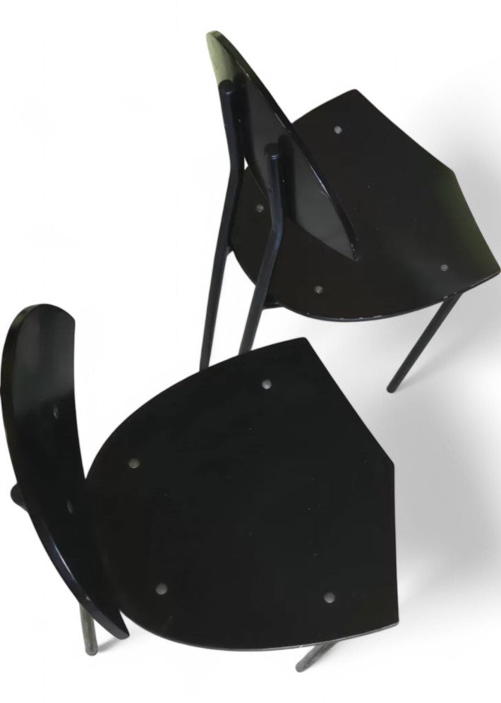 Paire de Chaises Vintage en Métal et Bois Laqué Noir - Ethic Atelier