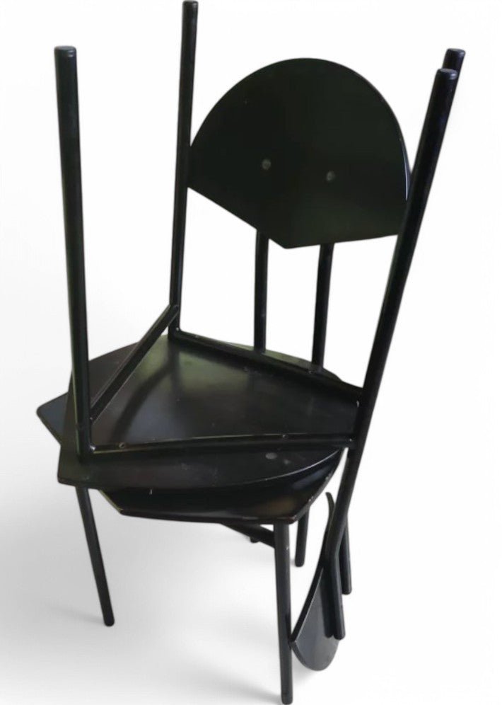 Paire de Chaises Vintage en Métal et Bois Laqué Noir - Ethic Atelier
