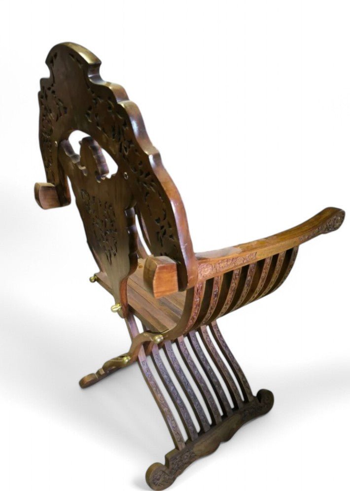 Paire de Fauteuils Curule en Teck Massif - Ethic Atelier