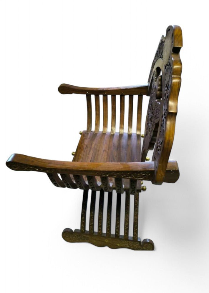 Paire de Fauteuils Curule en Teck Massif - Ethic Atelier