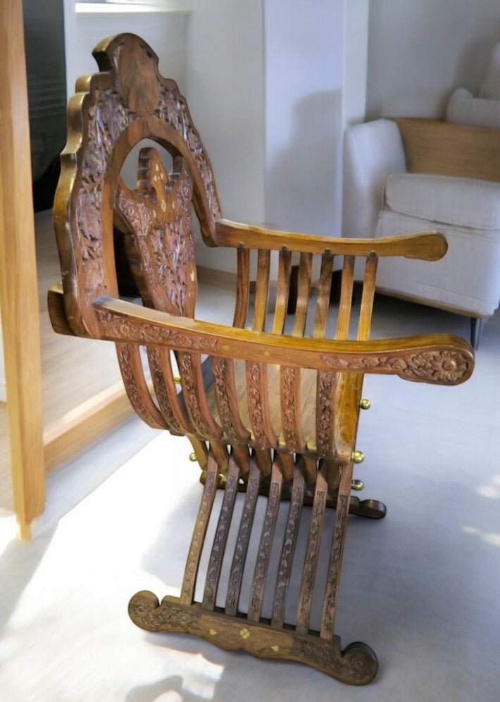 Paire de Fauteuils Curule en Teck Massif - Ethic Atelier
