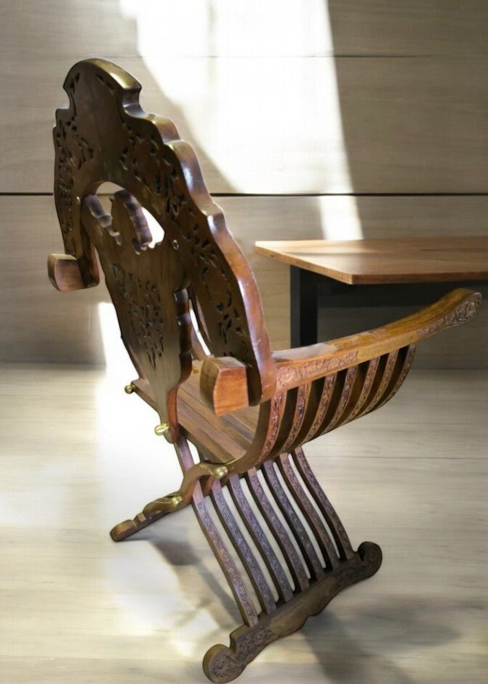 Paire de Fauteuils Curule en Teck Massif - Ethic Atelier