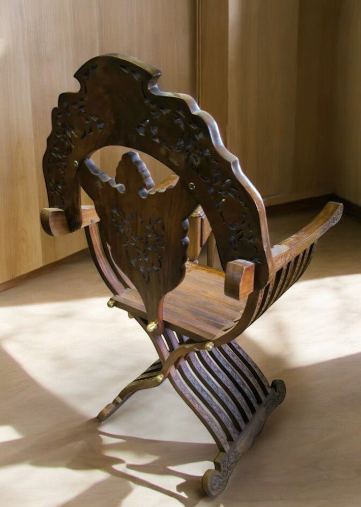 Paire de Fauteuils Curule en Teck Massif - Ethic Atelier